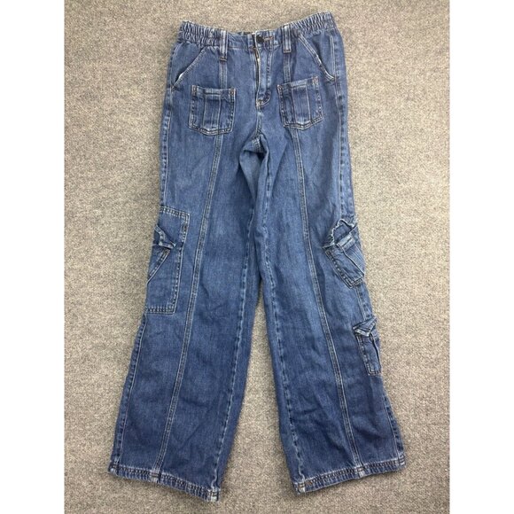 Urban Outfitters Denim - BDG Urban Outfitters Cargo Jeans Women's W26 Blue Denim Wide Leg Elastic Waist